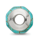 Sterling Silver 925 Blue Magnesite Bead with Polished Finish